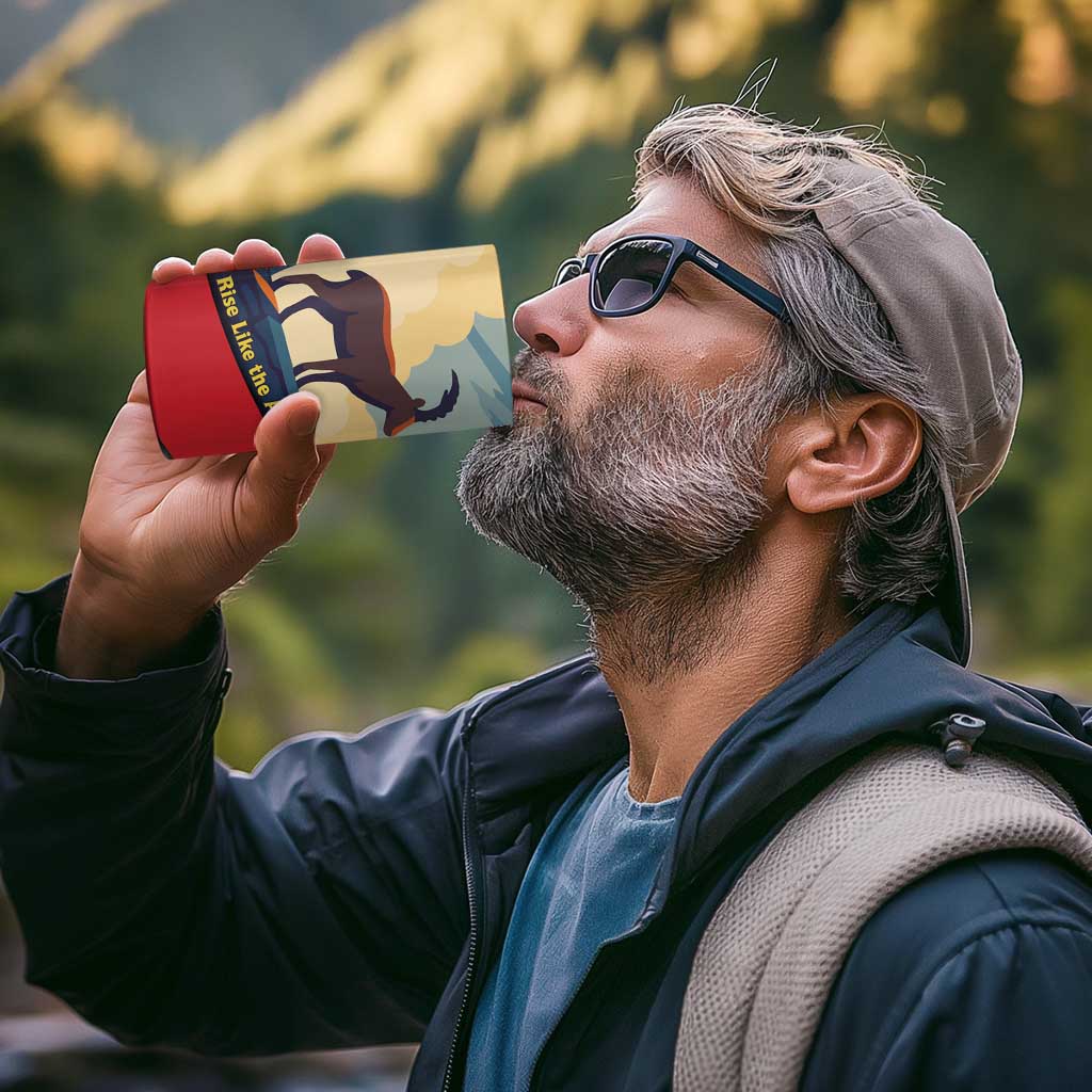 Liechtenstein 4 in 1 Can Cooler Tumbler with Mountain Goat Landscape Design and Red Blue Alps - Wonder Print Shop