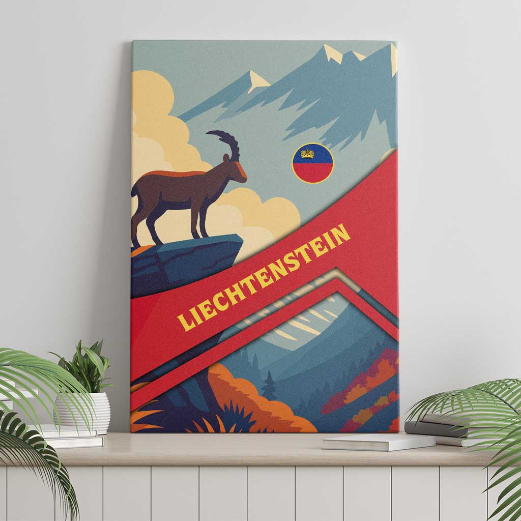 Liechtenstein Canvas Wall Art with Mountain Goat Landscape Design and Red Blue Alps - Wonder Print Shop