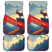Liechtenstein Car Mats with Mountain Goat Landscape Design and Red Blue Alps - Wonder Print Shop