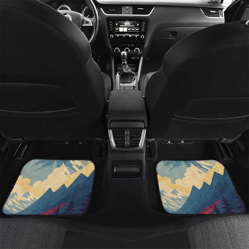 Liechtenstein Car Mats with Mountain Goat Landscape Design and Red Blue Alps - Wonder Print Shop