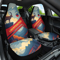 Liechtenstein Car Seat Cover with Mountain Goat Landscape Design and Red Blue Alps - Wonder Print Shop