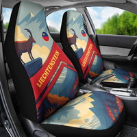 Liechtenstein Car Seat Cover with Mountain Goat Landscape Design and Red Blue Alps - Wonder Print Shop