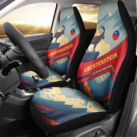 Liechtenstein Car Seat Cover with Mountain Goat Landscape Design and Red Blue Alps - Wonder Print Shop