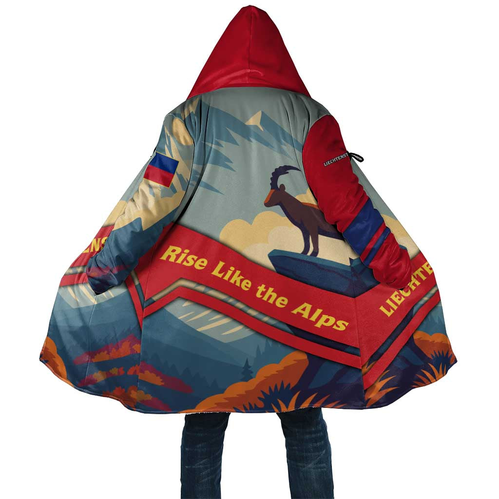 Liechtenstein Cloak with Mountain Goat Landscape Design and Red Blue Alps - Wonder Print Shop