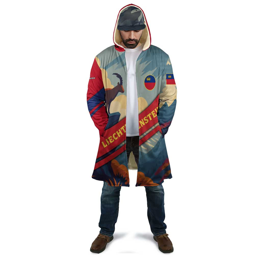 Liechtenstein Cloak with Mountain Goat Landscape Design and Red Blue Alps - Wonder Print Shop