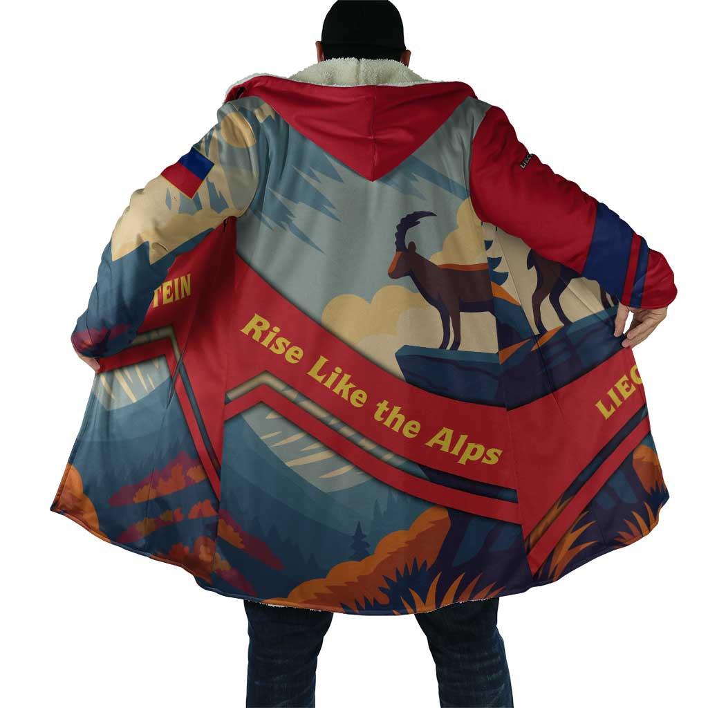 Liechtenstein Cloak with Mountain Goat Landscape Design and Red Blue Alps - Wonder Print Shop