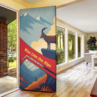 Liechtenstein Door Cover with Mountain Goat Landscape Design and Red Blue Alps - Wonder Print Shop