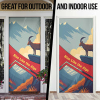 Liechtenstein Door Cover with Mountain Goat Landscape Design and Red Blue Alps - Wonder Print Shop
