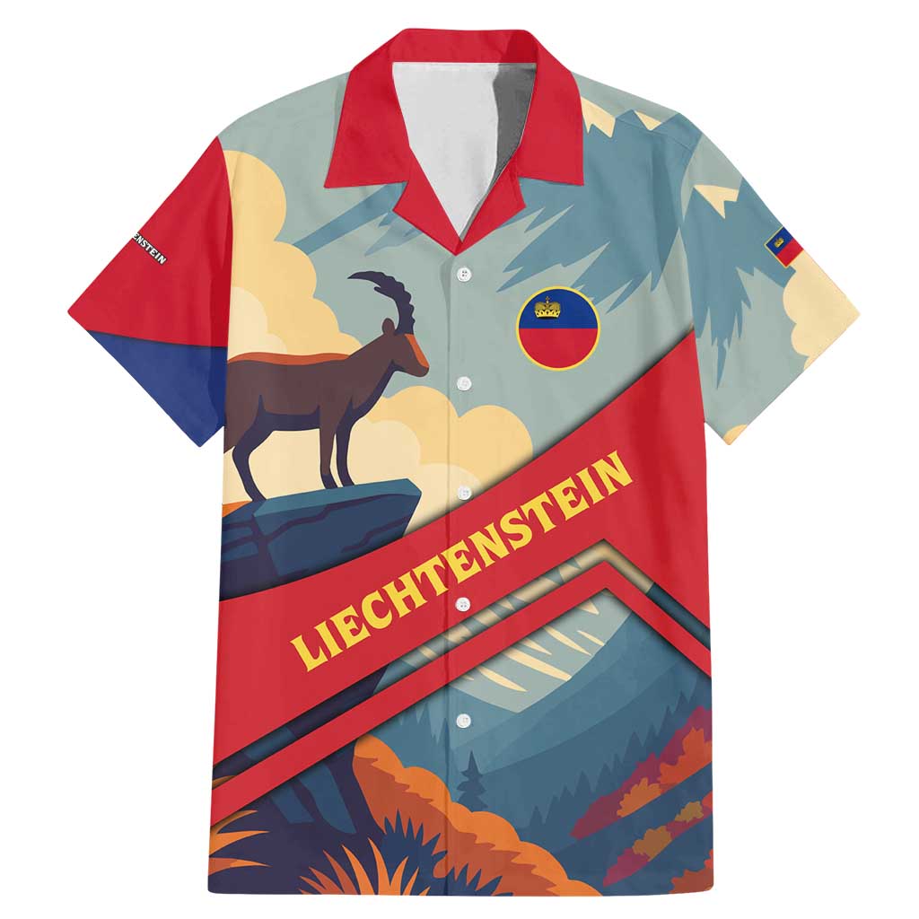 Liechtenstein Family Matching Mermaid Dress and Hawaiian Shirt with Mountain Goat Landscape Design and Red Blue Alps - Wonder Print Shop