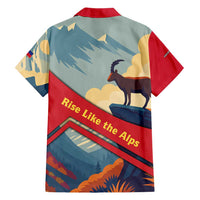 Liechtenstein Family Matching Short Sleeve Bodycon Dress and Hawaiian Shirt with Mountain Goat Landscape Design and Red Blue Alps - Wonder Print Shop