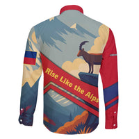 Liechtenstein Family Matching Short Sleeve Bodycon Dress and Hawaiian Shirt with Mountain Goat Landscape Design and Red Blue Alps - Wonder Print Shop