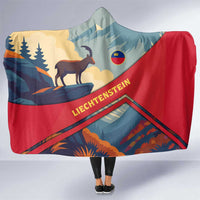 Liechtenstein Hooded Blanket with Mountain Goat Landscape Design and Red Blue Alps - Wonder Print Shop