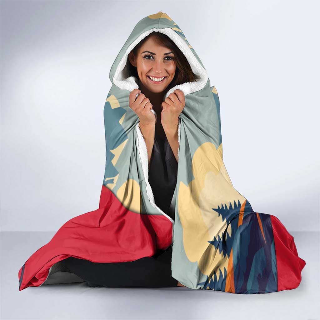 Liechtenstein Hooded Blanket with Mountain Goat Landscape Design and Red Blue Alps - Wonder Print Shop