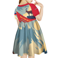 Liechtenstein Kid Short Sleeve Dress with Mountain Goat Landscape Design and Red Blue Alps - Wonder Print Shop
