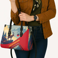 Liechtenstein Leather Bag with Mountain Goat Landscape Design and Red Blue Alps - Wonder Print Shop
