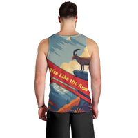 Liechtenstein Men Tank Top with Mountain Goat Landscape Design and Red Blue Alps - Wonder Print Shop