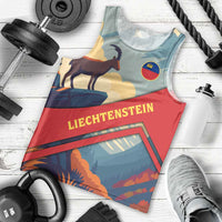 Liechtenstein Men Tank Top with Mountain Goat Landscape Design and Red Blue Alps - Wonder Print Shop