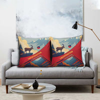 Liechtenstein Pillow Cover with Mountain Goat Landscape Design and Red Blue Alps - Wonder Print Shop