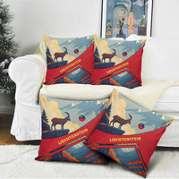 Liechtenstein Pillow Cover with Mountain Goat Landscape Design and Red Blue Alps - Wonder Print Shop