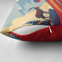Liechtenstein Pillow Cover with Mountain Goat Landscape Design and Red Blue Alps - Wonder Print Shop