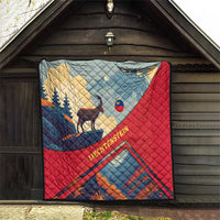 Liechtenstein Quilt with Mountain Goat Landscape Design and Red Blue Alps - Wonder Print Shop