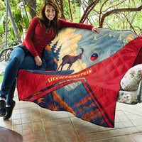 Liechtenstein Quilt with Mountain Goat Landscape Design and Red Blue Alps - Wonder Print Shop