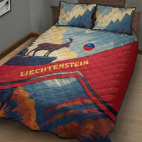 Liechtenstein Quilt Bed Set with Mountain Goat Landscape Design and Red Blue Alps - Wonder Print Shop