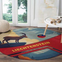 Liechtenstein Round Carpet with Mountain Goat Landscape Design and Red Blue Alps - Wonder Print Shop