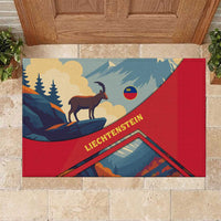 Liechtenstein Rubber Doormat with Mountain Goat Landscape Design and Red Blue Alps - Wonder Print Shop