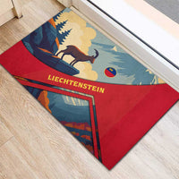 Liechtenstein Rubber Doormat with Mountain Goat Landscape Design and Red Blue Alps - Wonder Print Shop