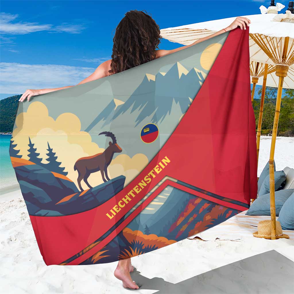 Liechtenstein Sarong with Mountain Goat Landscape Design and Red Blue Alps - Wonder Print Shop