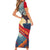 Liechtenstein Short Sleeve Bodycon Dress with Mountain Goat Landscape Design and Red Blue Alps - Wonder Print Shop