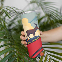 Liechtenstein Skinny Tumbler with Mountain Goat Landscape Design and Red Blue Alps - Wonder Print Shop