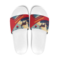 Liechtenstein Slide Sandals with Mountain Goat Landscape Design and Red Blue Alps - Wonder Print Shop