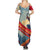 Liechtenstein Summer Maxi Dress with Mountain Goat Landscape Design and Red Blue Alps - Wonder Print Shop