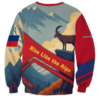 Liechtenstein Sweatshirt with Mountain Goat Landscape Design and Red Blue Alps - Wonder Print Shop