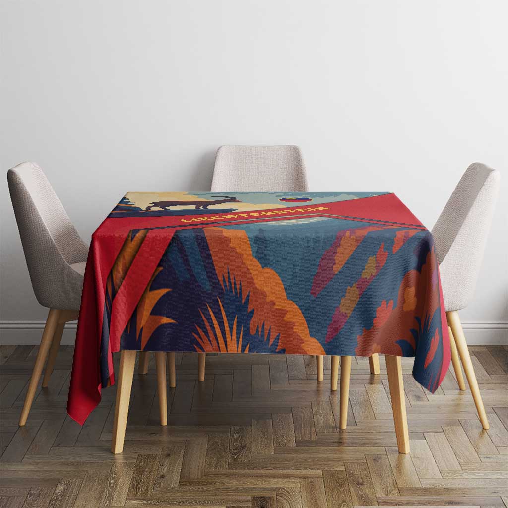 Liechtenstein Tablecloth with Mountain Goat Landscape Design and Red Blue Alps - Wonder Print Shop