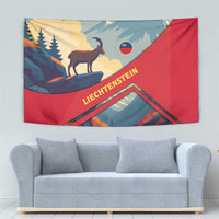 Liechtenstein Tapestry with Mountain Goat Landscape Design and Red Blue Alps - Wonder Print Shop
