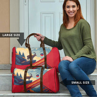 Liechtenstein Travel Bag with Mountain Goat Landscape Design and Red Blue Alps - Wonder Print Shop