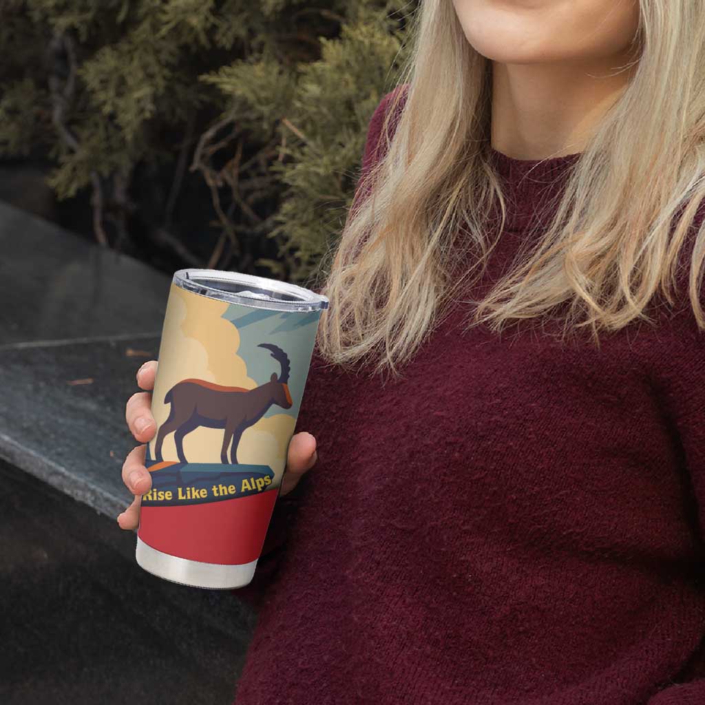 Liechtenstein Tumbler Cup with Mountain Goat Landscape Design and Red Blue Alps - Wonder Print Shop