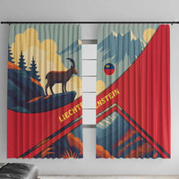 Liechtenstein Window Curtain with Mountain Goat Landscape Design and Red Blue Alps - Wonder Print Shop