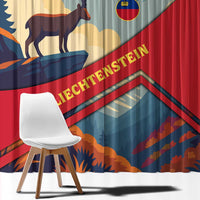 Liechtenstein Window Curtain with Mountain Goat Landscape Design and Red Blue Alps - Wonder Print Shop