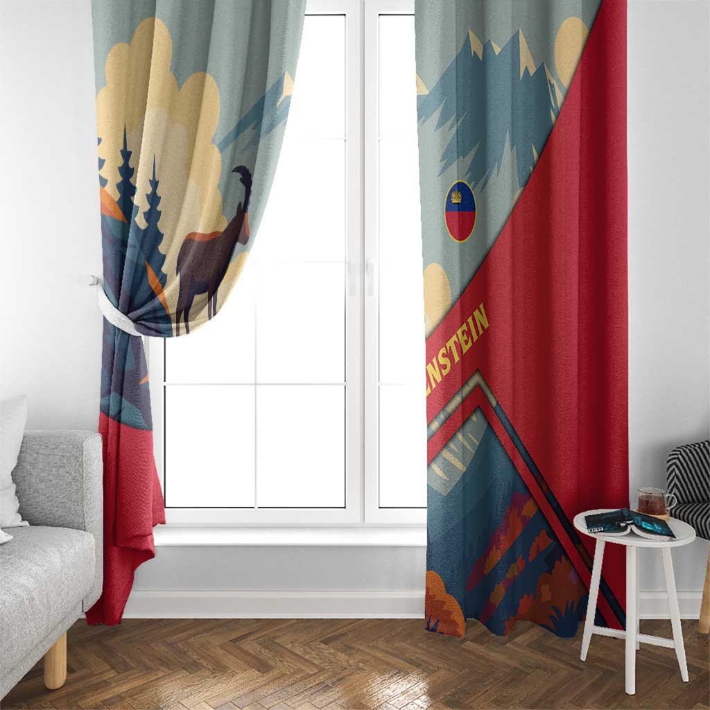 Liechtenstein Window Curtain with Mountain Goat Landscape Design and Red Blue Alps - Wonder Print Shop