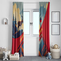 Liechtenstein Window Curtain with Mountain Goat Landscape Design and Red Blue Alps - Wonder Print Shop