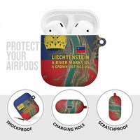 Liechtenstein AirPods Case with Red Blue Aerial River Design and Yellow Crown Emblem - Wonder Print Shop