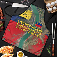 Liechtenstein Apron with Red Blue Aerial River Design and Yellow Crown Emblem - Wonder Print Shop