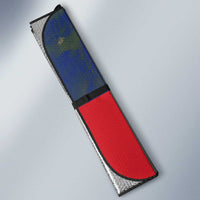 Liechtenstein Auto Sun Shade with Red Blue Aerial River Design and Yellow Crown Emblem - Wonder Print Shop