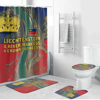 Liechtenstein Bathroom Set with Red Blue Aerial River Design and Yellow Crown Emblem - Wonder Print Shop