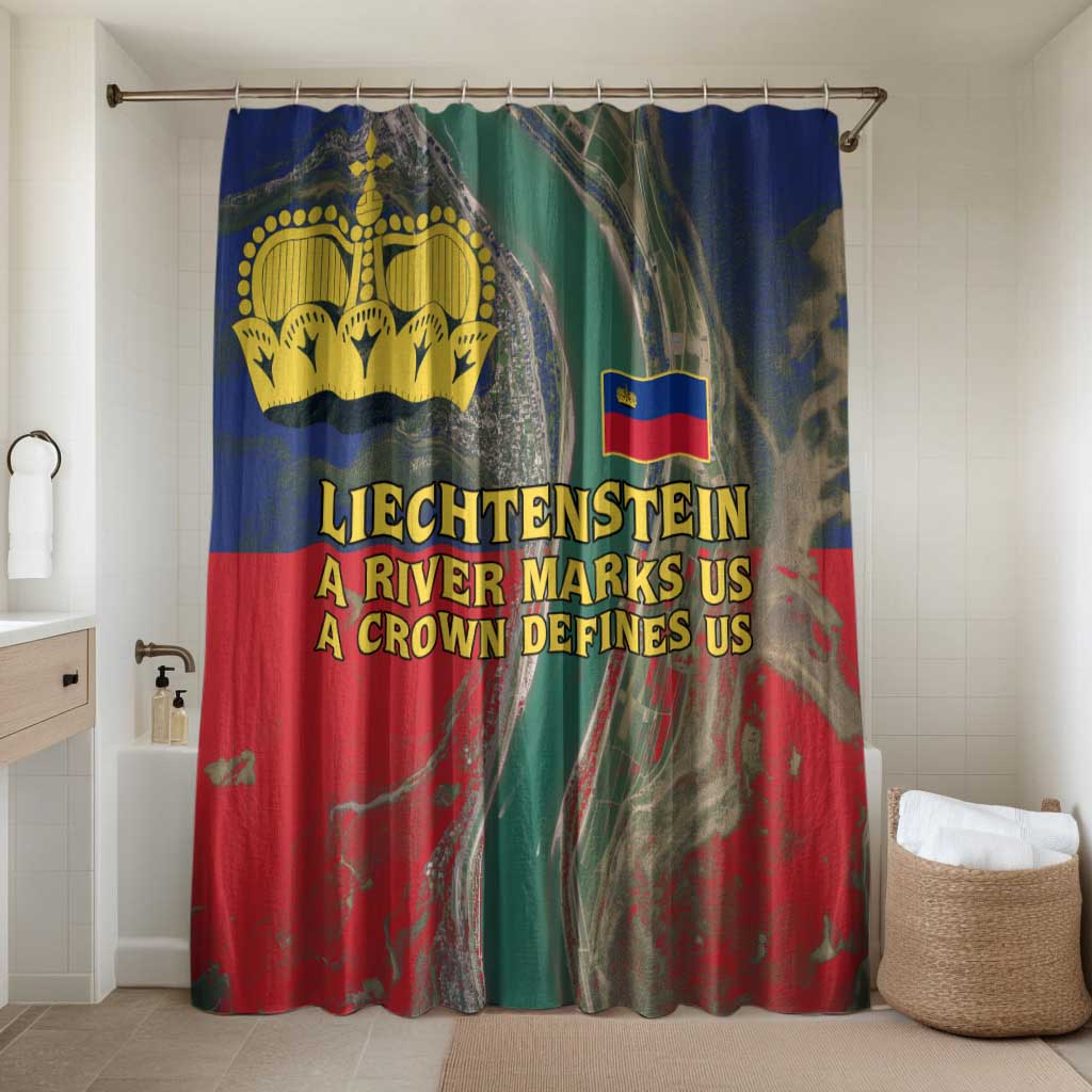 Liechtenstein Bathroom Set with Red Blue Aerial River Design and Yellow Crown Emblem - Wonder Print Shop