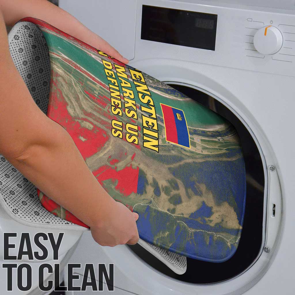 Liechtenstein Bathroom Set with Red Blue Aerial River Design and Yellow Crown Emblem - Wonder Print Shop